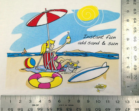 Summer Fun 100 Percent Cotton Fabric - Animated Print, Side Slits, Matte Studs, One Size Fits Most