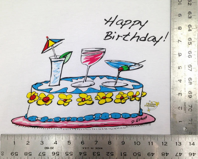 Happy Birthday Animated Sleepshirt 100 Percent Cotton Fabric - Heat Printed Design, Side Slits, Matte Studs, One Size Fits Most