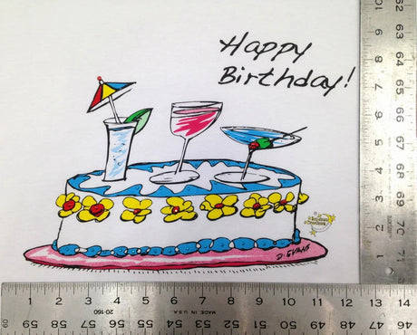 Happy Birthday Animated Sleepshirt 100 Percent Cotton Fabric - Heat Printed Design, Side Slits, Matte Studs, One Size Fits Most