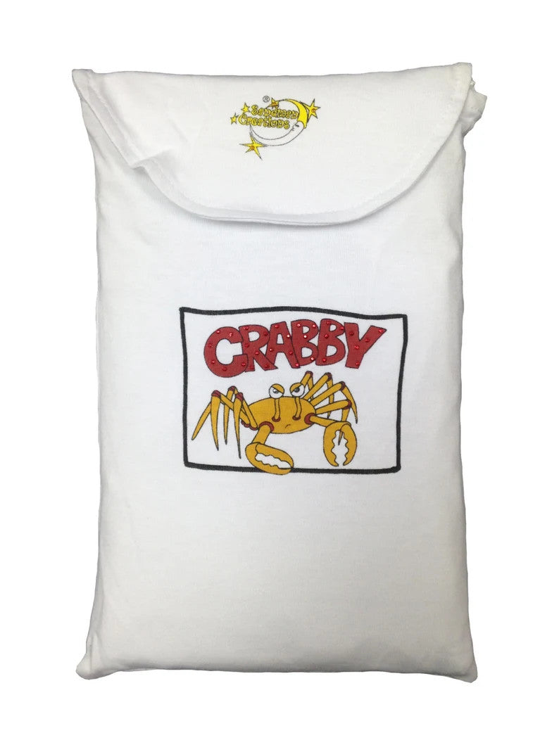 Crabby 100 Percent Cotton Fabric - Animated Sleepshirt Or Beach Cover-Up, Matte Studs, Side Slits, White, 36" Length