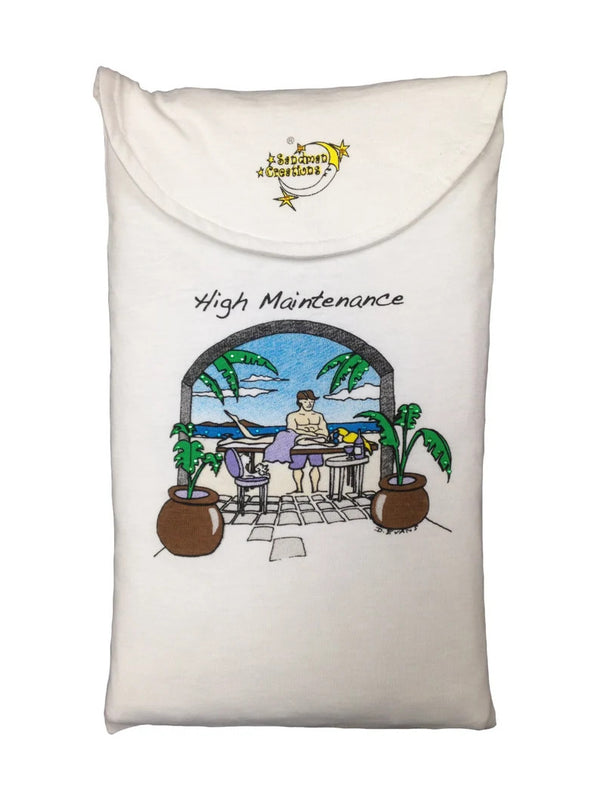 High Maintenace 100 Percent Cotton Fabric - Animated Sleepshirt Or Beach Cover-Up, Side Slits, Matte Studs, One Size Fits Most