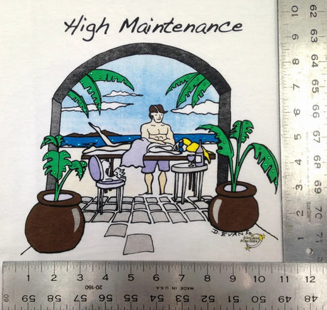 High Maintenace 100 Percent Cotton Fabric - Animated Sleepshirt Or Beach Cover-Up, Side Slits, Matte Studs, One Size Fits Most