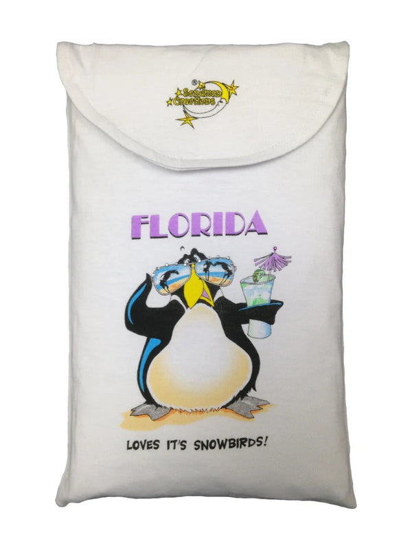 Florida Penguin 100 Percent Cotton Fabric - Animated Sleepshirt Or Beach Cover-Up, Side Slits, Matte Studs, One Size Fits Most