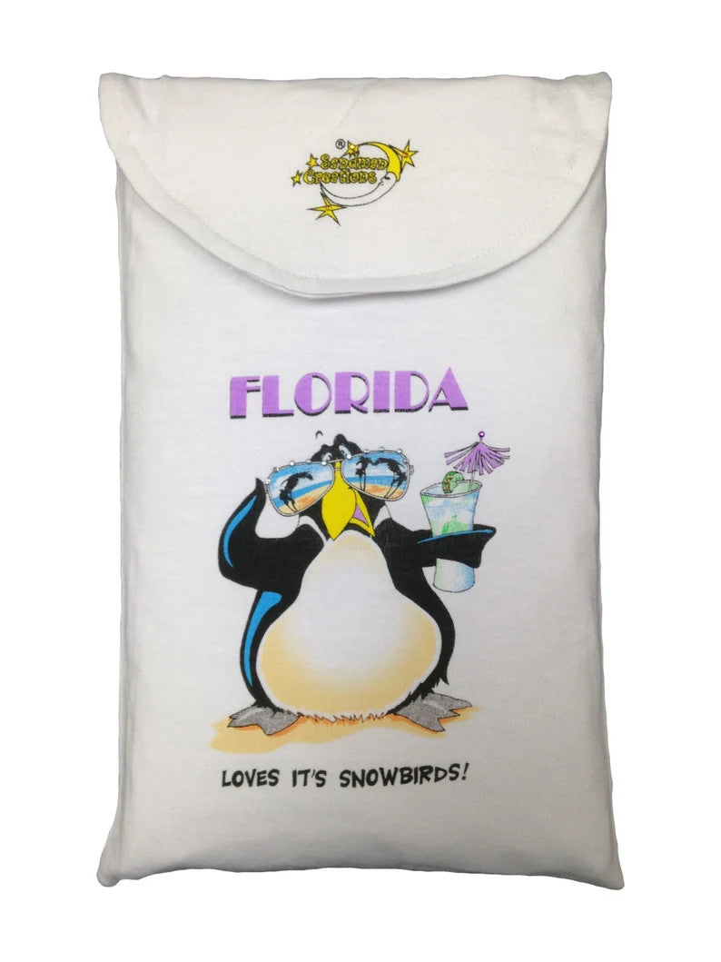 Florida Penguin 100 Percent Cotton Fabric - Animated Sleepshirt Or Beach Cover-Up, Side Slits, Matte Studs, One Size Fits Most