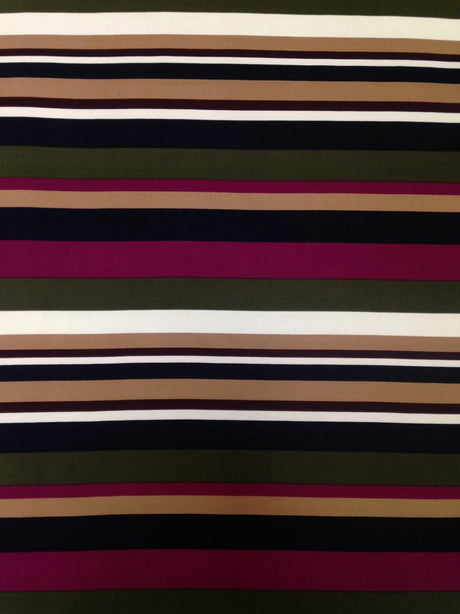 Retro Fall Bayadere Stripes Polyester Spandex ITY Knit Jersey Fabric - Bayadere Stripes, Multi Color, 58" To 60" Width