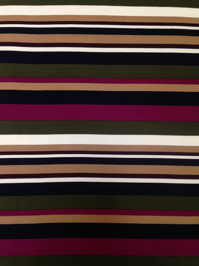 Retro Fall Bayadere Stripes Polyester Spandex ITY Knit Jersey Fabric - Bayadere Stripes, Multi Color, 58" To 60" Width