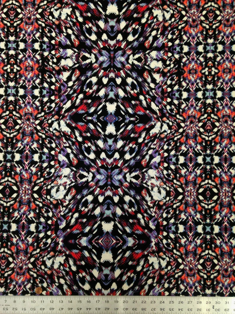 Kaleidoscope Geometric Print ITY Knit Jersey Polyester Spandex Fabric - Multi Color Geometric Print, 58" To 60" Width
