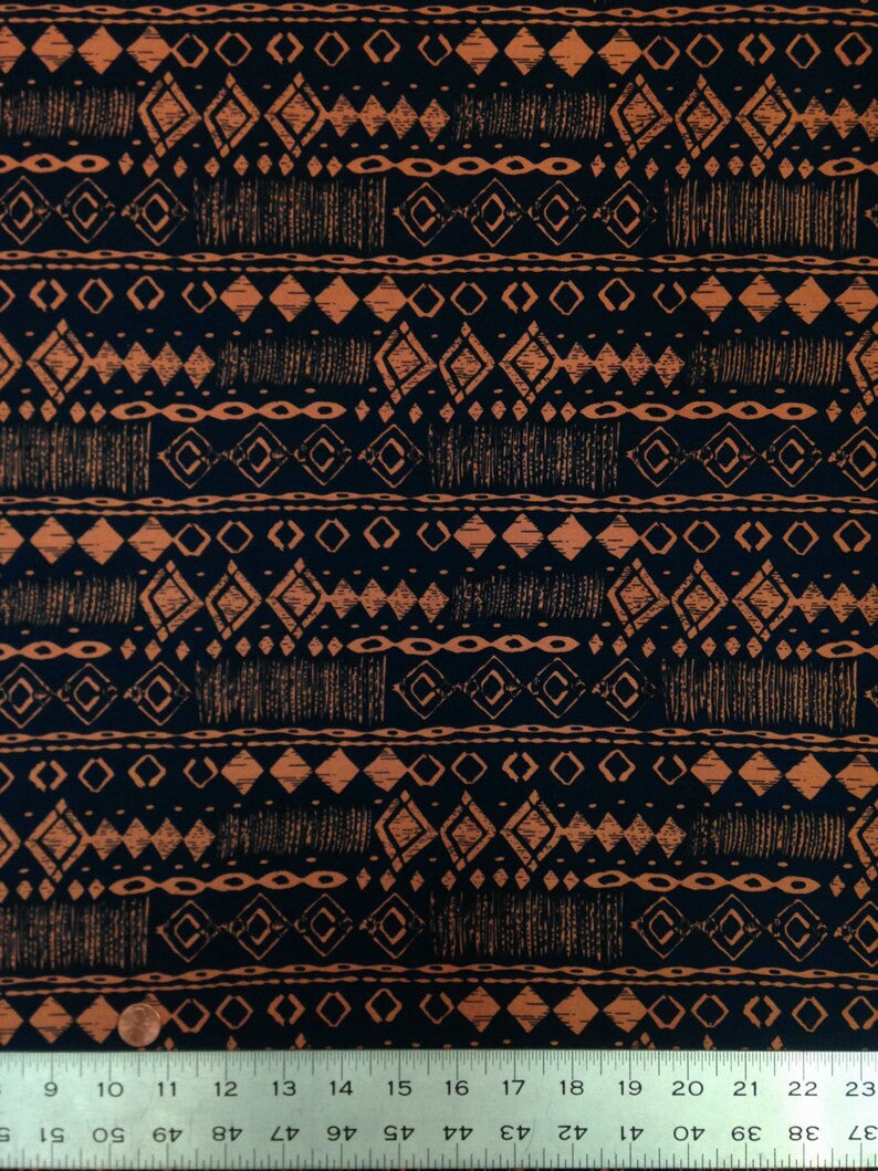 Diamond Tribal Print ITY Knit Jersey Polyester Spandex Fabric - Diamond Tribal Print, Repeating Pattern, 58" To 60" Width