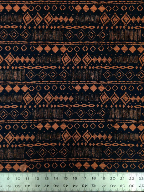 Diamond Tribal Print ITY Knit Jersey Polyester Spandex Fabric - Diamond Tribal Print, Repeating Pattern, 58" To 60" Width