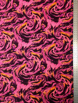 Fantastic Storm Swirl Polyester Spandex Fabric - Hot Pink, Orange Swirl Pattern, 58"-60" Width