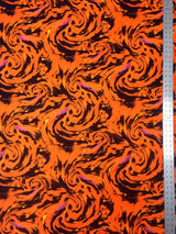 Fantastic Storm Swirl Polyester Spandex Fabric - Hot Pink, Orange Swirl Pattern, 58"-60" Width