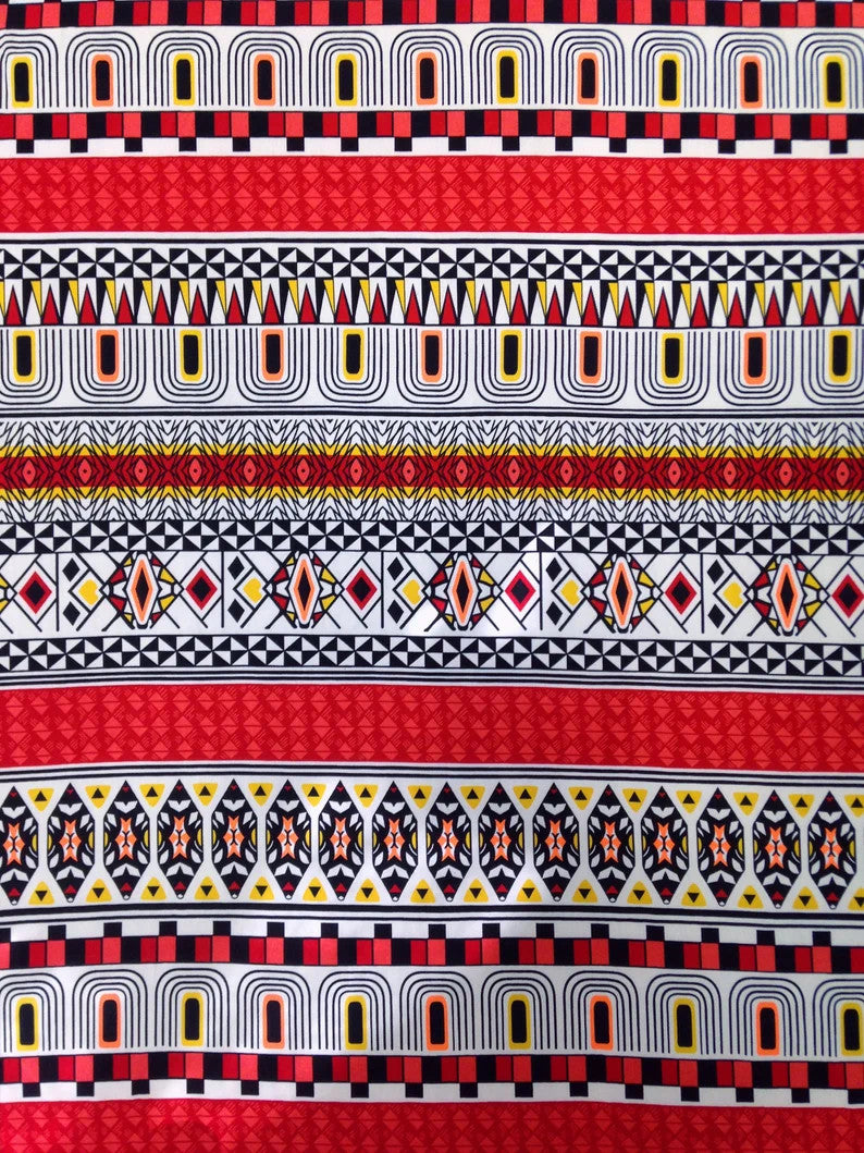 Retro Stripes Repeat Pattern Polyester Spandex Fabric - Retro Stripes Repeat Pattern, 58"- 60" Wide