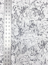 Polyester Floral Lace Fabric - Textured Floral Design, White, Black