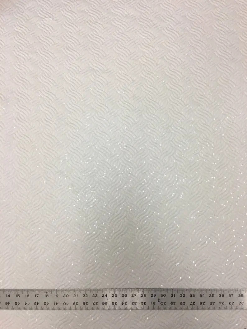 Quilted Jacquard Polyester Spandex Fabric - Transparent Sequins, Heavy Weight, 58/60" Width
