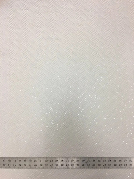 Quilted Jacquard Polyester Spandex Fabric - Transparent Sequins, Heavy Weight, 58/60" Width