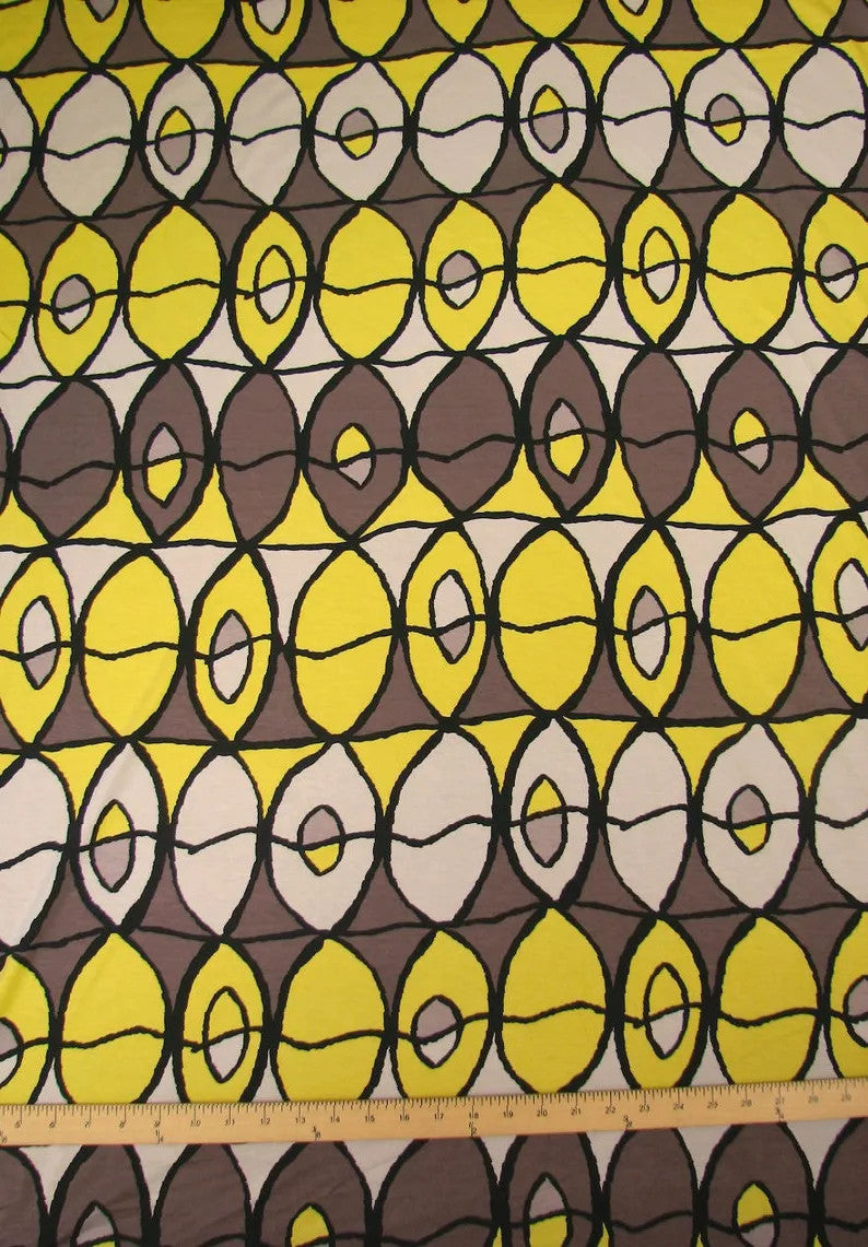 Modal Rayon Spandex Fabric - Geometric Design, Medium Weight, 2-Way Stretch, 58/60" Width