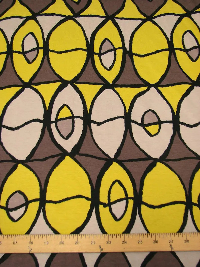 Modal Rayon Spandex Fabric - Geometric Design, Medium Weight, 2-Way Stretch, 58/60" Width
