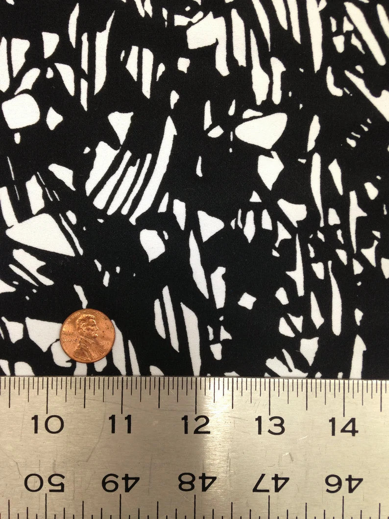 Nylon Spandex Fabric - Medium Weight Abstract Design, 4-Way Stretch, 58" To 60" Width (1 Yard)