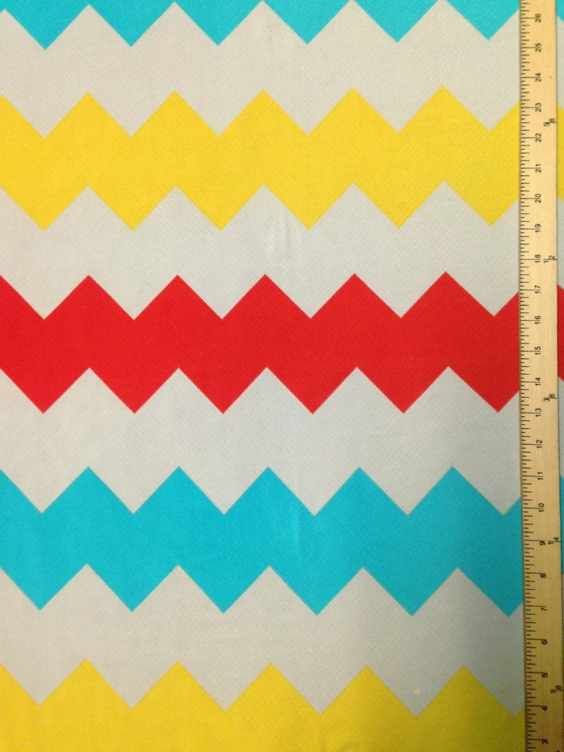 Polyester Bulgari Spandex Fabric - Big Chevron Design, Light Weight, 2-Way Stretch, 58"-60" Width