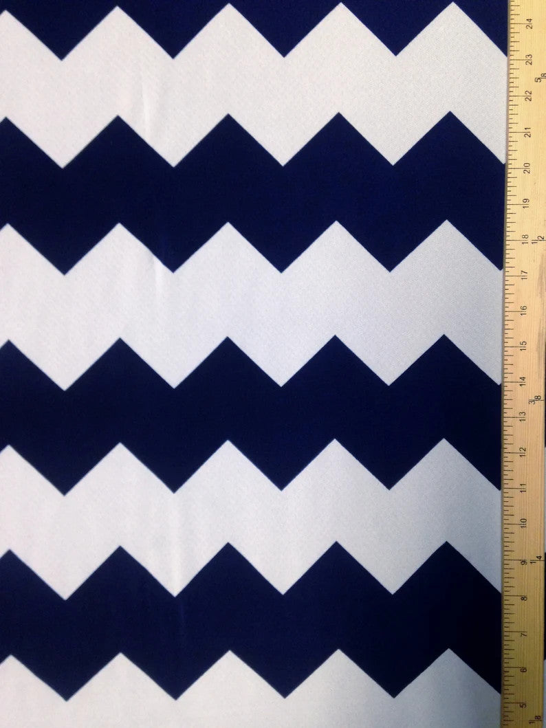 Polyester Bulgari Spandex Fabric - Big Chevron Design, Light Weight, 2-Way Stretch, 58"-60" Width