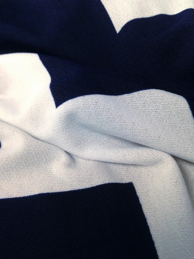 Polyester Bulgari Spandex Fabric - Big Chevron Design, Light Weight, 2-Way Stretch, 58"-60" Width