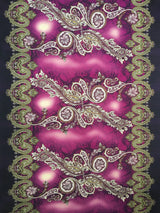 Polyester ITY Matte Jersey Spandex Fabric - Big Paisley Design, Brown, Purple, 58" Width
