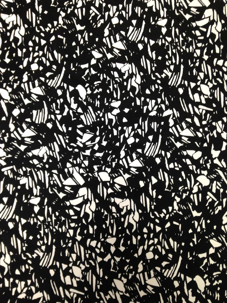 Nylon Spandex Fabric - Medium Weight Abstract Design, 4-Way Stretch, 58" To 60" Width (1 Yard)