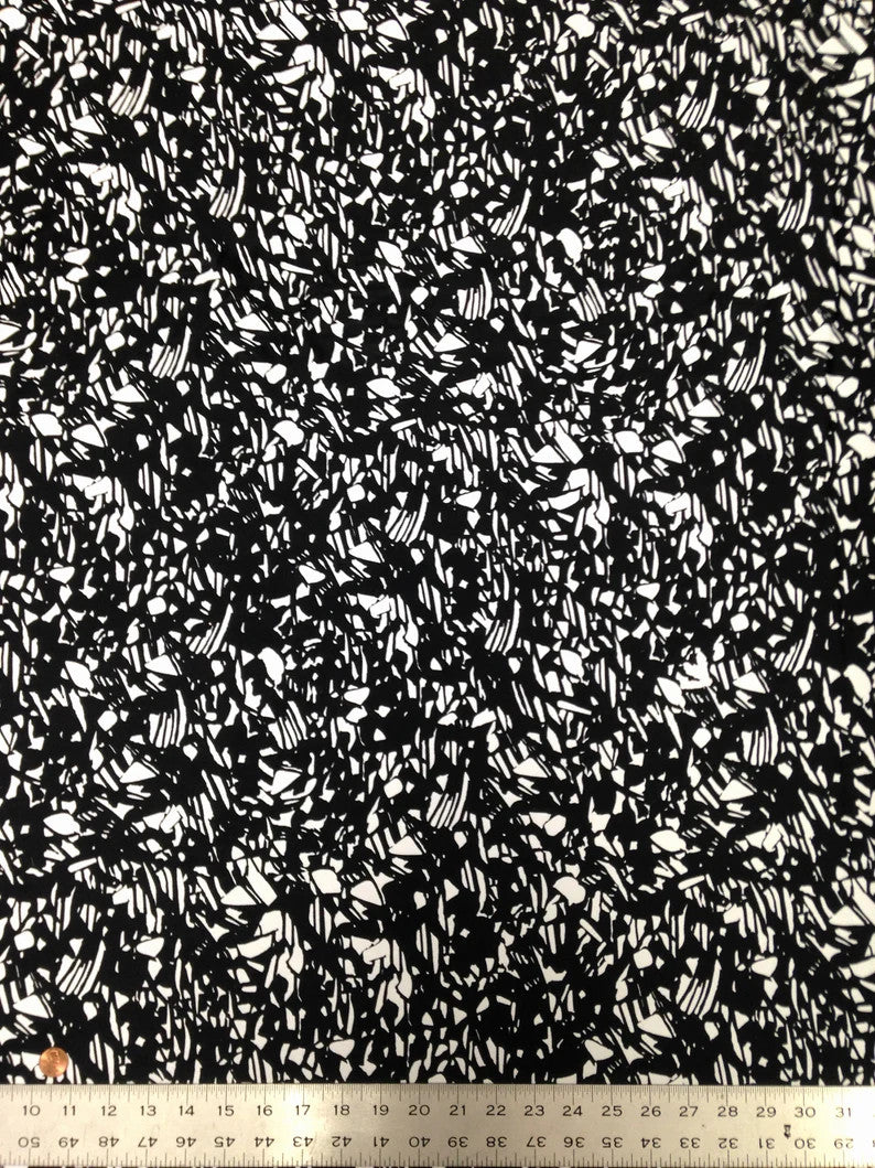 Nylon Spandex Fabric - Medium Weight Abstract Design, 4-Way Stretch, 58" To 60" Width (1 Yard)