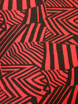 Polyester Bulgari Spandex Fabric - Abstract, Dark Brown And Dark Coral, 58"-60" Width