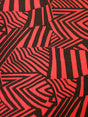 Polyester Bulgari Spandex Fabric - Abstract, Dark Brown And Dark Coral, 58"-60" Width