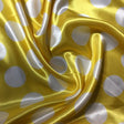 1/2″ half inch White Polka Dot on Yellow Background Satin Fabric
