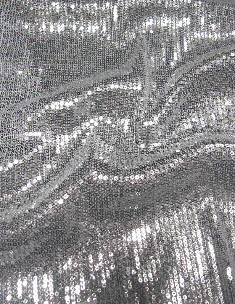 Polyester Mesh Fabric - 3Mm Shiny Sequins, See Through, 54"-56" Width