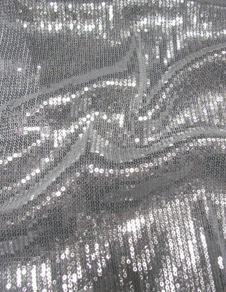 Polyester Mesh Fabric - 3Mm Shiny Sequins, See Through, 54"-56" Width