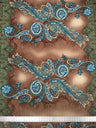 Polyester ITY Matte Jersey Spandex Fabric - Big Paisley Design, Brown, Purple, 58" Width