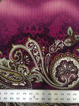 Polyester ITY Matte Jersey Spandex Fabric - Big Paisley Design, Brown, Purple, 58" Width