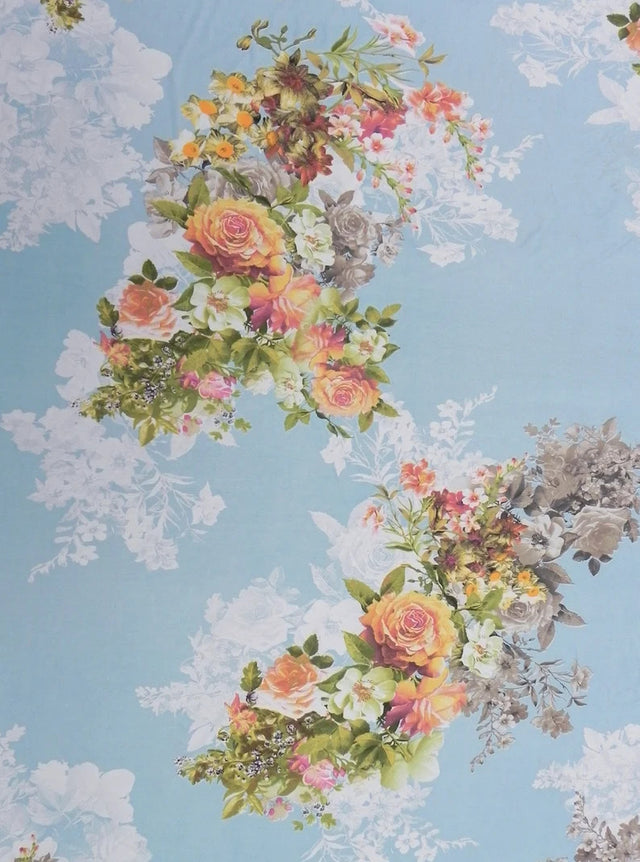 Polyester Venezia Spandex Fabric - Floral Design, Light Weight, 58"-60" Width