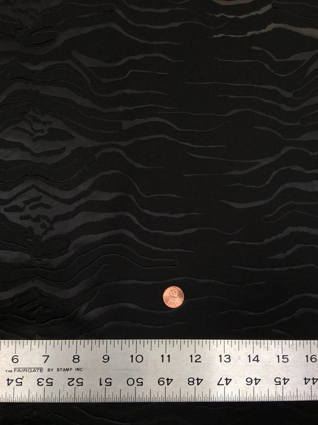Polyester Techno Heavy Weight Fabric - Black Matte Zebra Design, 56" To 58" Width