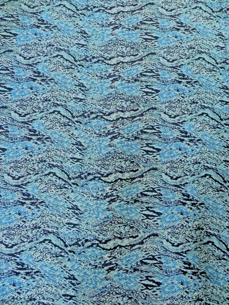 Turquoise Snakeskin Pattern Polyester Spandex Fabric - Turquoise Snakeskin Print, 58" To 60" Width