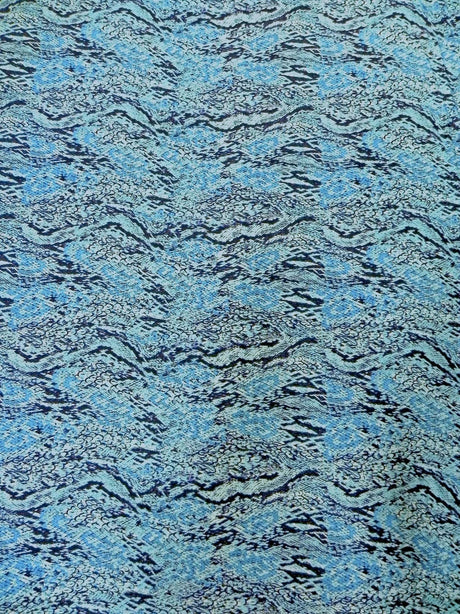 Turquoise Snakeskin Pattern Polyester Spandex Fabric - Turquoise Snakeskin Print, 58" To 60" Width