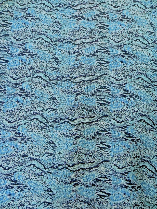 Turquoise Snakeskin Pattern Polyester Spandex Fabric - Turquoise Snakeskin Print, 58" To 60" Width