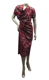 Polyester Spandex Fukuro Jacquard Fabric - Damask Design, Foil, 58" To 60" Width