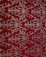 Polyester Spandex Fukuro Jacquard Fabric - Damask Design, Foil, 58" To 60" Width
