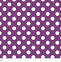 1″ One Inch White Polka Dot on Purple Poly Cotton Fabric,