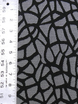 Polyester Spandex Double Knit Fabric - Black Abstract Design, 56" Width (1 Yard)