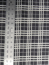 Polyester Spandex Double Knit Fabric - Black And Ivory Plaid Design, 56" Width