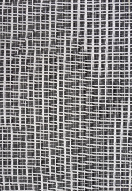 Polyester Spandex Double Knit Fabric - Black And Ivory Plaid Design, 56" Width