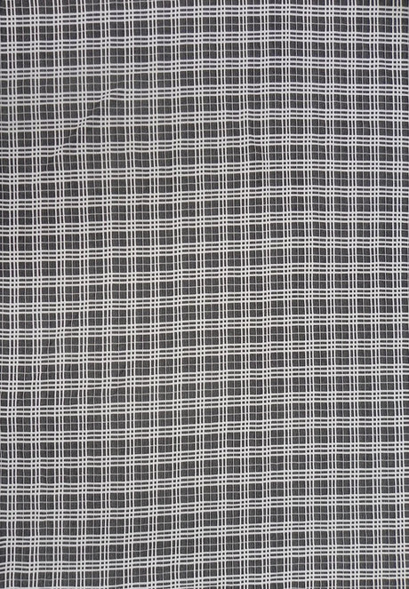 Polyester Spandex Double Knit Fabric - Black And Ivory Plaid Design, 56" Width