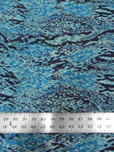 Turquoise Snakeskin Pattern Polyester Spandex Fabric - Turquoise Snakeskin Print, 58" To 60" Width