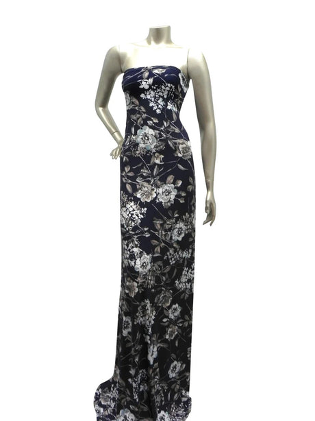 Vintage Floral Design Polyester Bulgari Spandex Fabric - Navy Floral Print, 58"-60" Width