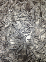 Polyester Spandex Fabric - Crinkle 2 Tone Matte Foil Kamang Design, Charcoal/Grey, Charcoal/Gold, 54/56" Width